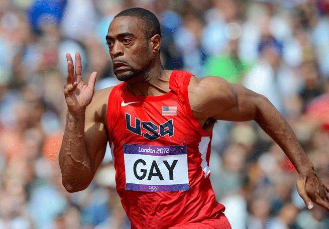 U.S. sprinter Tyson Gay, who has the fastest time in the 100 this year, admitted on Sunday that he has tested positive for a banned substance.